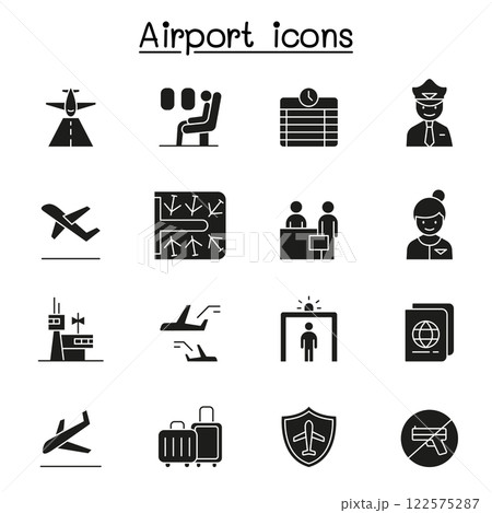 Airport, aviation icon set in glyph style 122575287