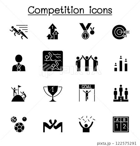 Competition, contest, tournament icon set in glyph style Competition, contest, tournament icon set in glyph style 122575291