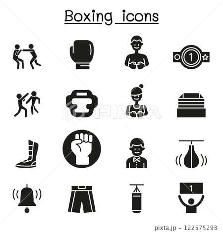 Boxing icon set in glyph style 122575293