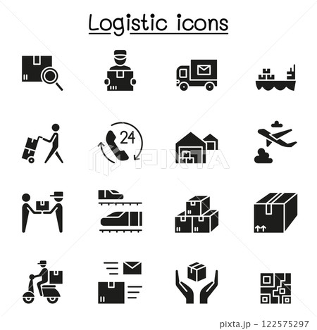 Logistic and Delivery icon set in glyph style 122575297