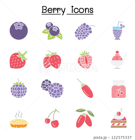 Berries icon set in flat color style Berries icon set in flat color style 122575337