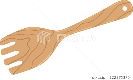 Simple and elegant wooden spoon fork for serving salad lying on a white background, perfect for showcasing healthy eating and eco friendly kitchenware Simple and elegant wooden spoon fork for serving salad lying on a white background, perfect for showcasing healthy eating and eco friendly kitchenware 122575379