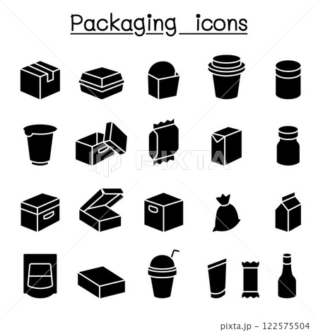 Package icon set in glyph style 122575504