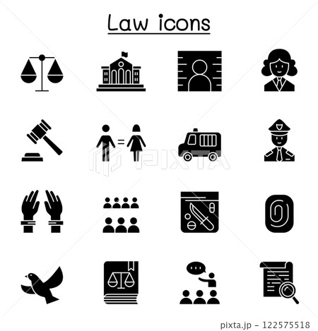 Law and Justice icon set in glyph style 122575518