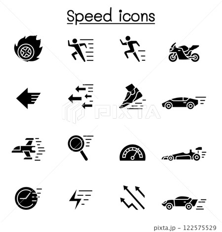 Speed, Fast icon set in glyph style 122575529