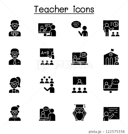 Teacher icon set in glyph style 122575556