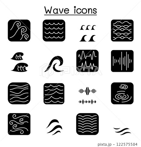 Wave icon set in glyph style 122575584