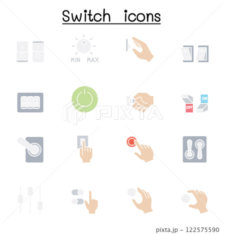 Switch icon set in flat color style 122575590