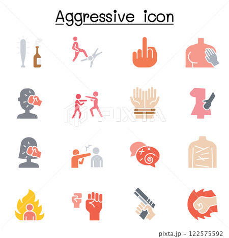 Set of Violence Related Vector icon. Contains such icon as human trafficking, sexual harassment, bully, angry, hit, rude, brawl and more. Set of Violence Related Vector icon. Contains such icon as human trafficking, sexual harassment, bully, angry, hit, rude, brawl and more. 122575592