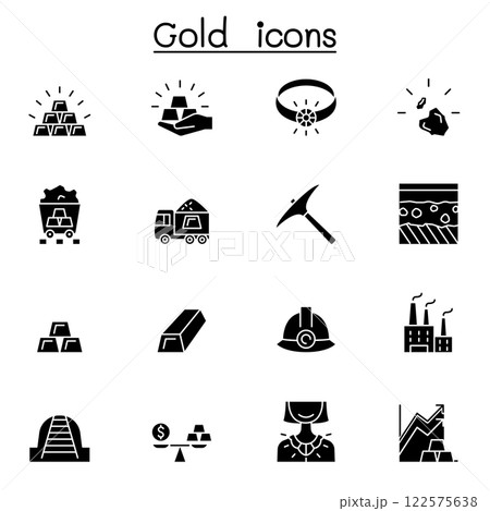 Gold icon set in glyph style 122575638