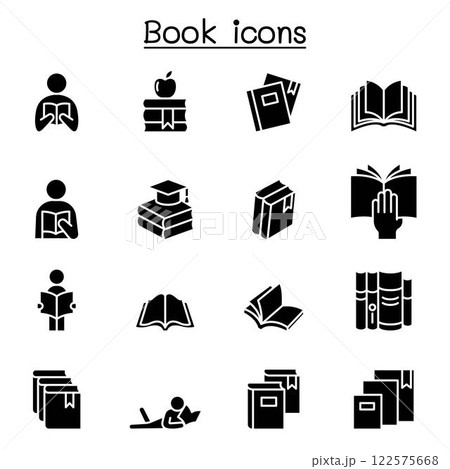 Book icon set in glyph style 122575668