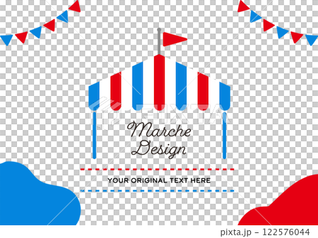 2025 Osaka Expo image colors - red and blue Tent, garland, flag icons Vector illustration 122576044