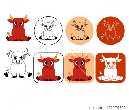 Cute Bull logo design. Vector graphic line editable logo Cute Bull logo design. Vector graphic line editable logo 122576261