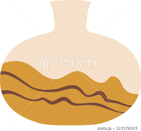 Simple modern vase with abstract yellow and brown pattern is perfect for decorating a modern home or office with a touch of elegance and style 122576333