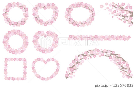 桜の花のフレームイラストセット 122576832