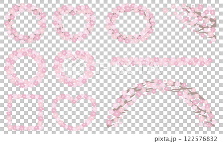 桜の花のフレームイラストセット 122576832