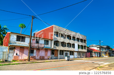 Typical architecture of Cayenne, the capital of French Guiana in South America 122576850