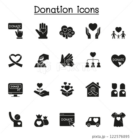 Charity and Donation icon set in glyph style Charity and Donation icon set in glyph style 122576895