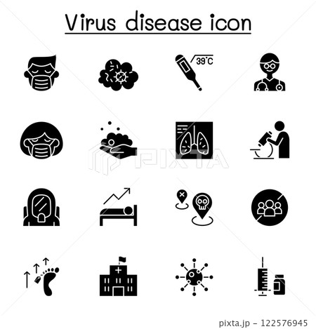 Virus disease icon set in glyph style 122576945
