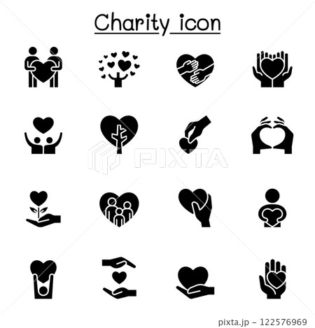 Set of Donation and Charity related vector icon. contains such icon as kindness, fundraiser, volunteer, support, heart, helping, care, give, hope, friendship, hug, protect and more. Set of Donation and Charity related vector icon. contains such icon as kindness, fundraiser, volunteer, support, heart, helping, care, give, hope, friendship, hug, protect and more. 122576969