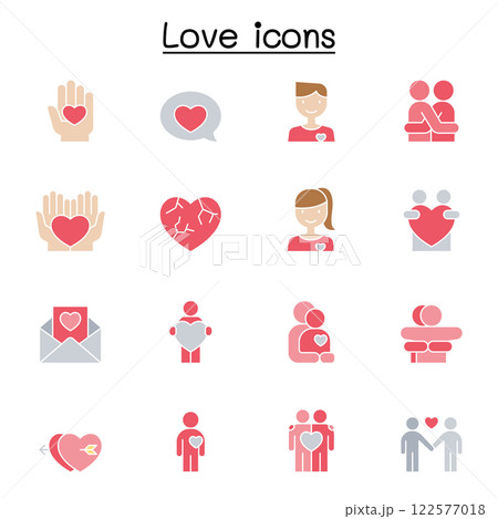Love icon set in flat color style Love icon set in flat color style 122577018