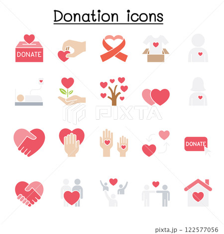 Donation icon set in flat color style Donation icon set in flat color style 122577056