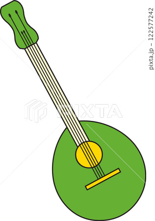 St. Patrick's Day, mandolin guitar, Irish folk musical instruments, retro vintage style, simple vector flat linear icon isolated on a white transparent background St. Patrick's Day, mandolin guitar, Irish folk musical instruments, retro vintage style, simple vector flat linear icon isolated on a white transparent background 122577242