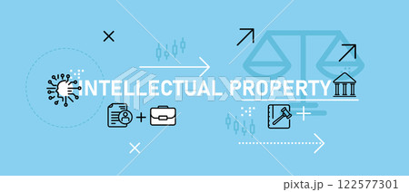 Intellectual Property conceptual company ownership license management patent development brand copyright trademark business design icon outline Intellectual Property conceptual company ownership license management patent development brand copyright trademark business design icon outline 122577301