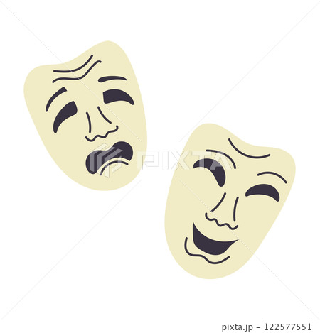 Flat illustration of two theatrical masks 122577551