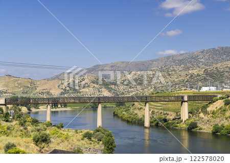 Typical Douro landscape near Pocinho, UNESCO site, Vila Nova de Foz Coa, Alto Douro wine region, Portugal 122578020