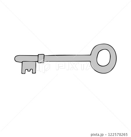 Vector hand drawn sketch doodle colored key 122578265