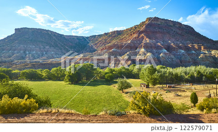 Aerial of Kolob Canyon Mesas and Valley at Golden Hour 122579071