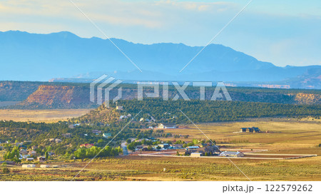 Aerial of Gooseberry Mesa and Small Town in Utah Valley 122579262