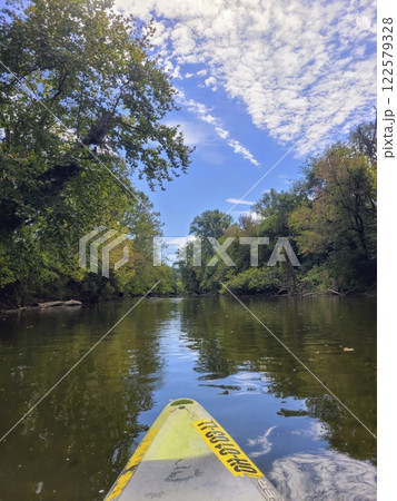 Kayaking Through Lush Greenery on a Calm River in Hocking Hills Perspective 122579328