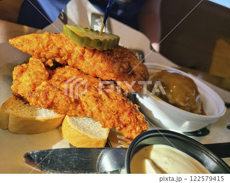 Southern Comfort Fried Chicken Close-Up Eye-Level View 122579415