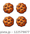 Cookies with Chocolate Chips on White Background. Vector 122579877