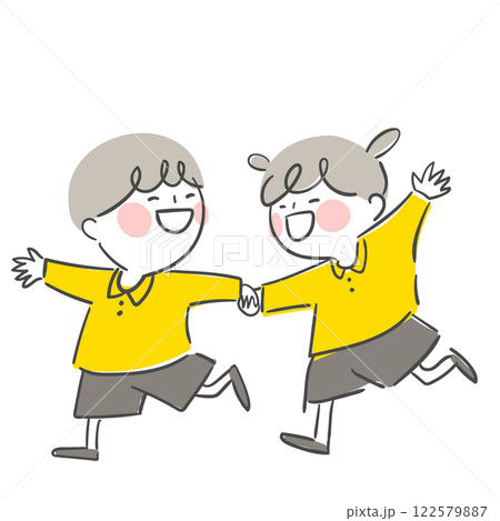 Character illustration of children running around with smiles. Character illustration of children running around with smiles. 122579887