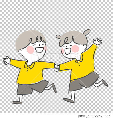 Character illustration of children running around with smiles. Character illustration of children running around with smiles. 122579887