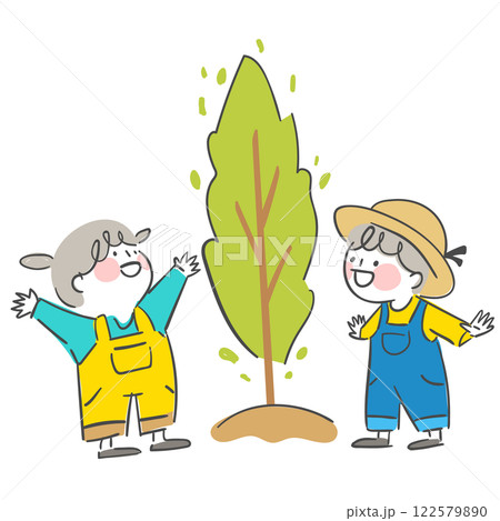 Illustration of trees and children Illustration of trees and children 122579890