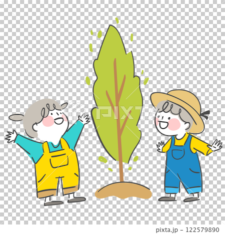 Illustration of trees and children Illustration of trees and children 122579890