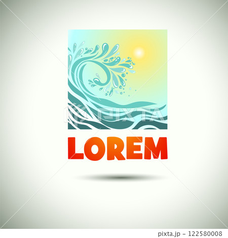 Logo sea abstraction. Hello summer . Not AI, Vector illustration Logo sea abstraction. Hello summer . Not AI, Vector illustration 122580008