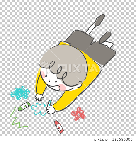 Character illustration of a child scribbling on the floor. Character illustration of a child scribbling on the floor. 122580300