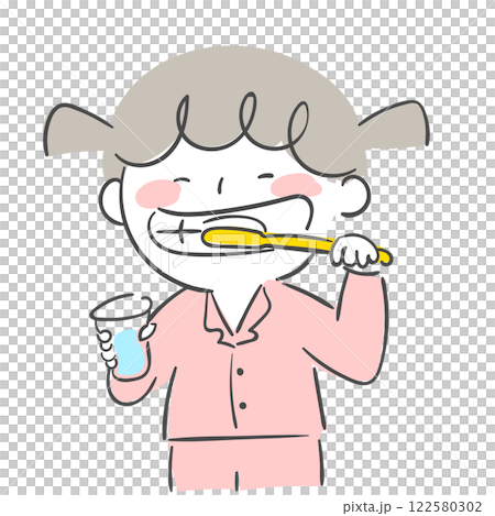 Character illustration of a child brushing his teeth. 122580302