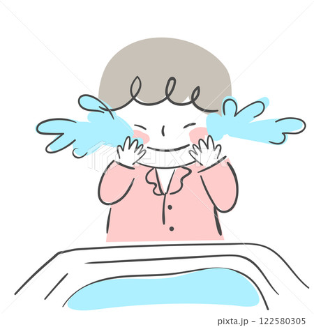 Character illustration of a child washing his face Character illustration of a child washing his face 122580305