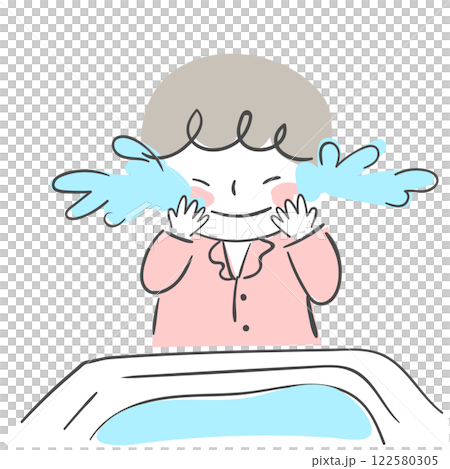 Character illustration of a child washing his face Character illustration of a child washing his face 122580305