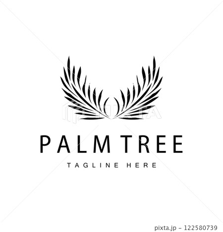 black silhouette palm tree plant logo design coconut tree illustration template icon tree beach 122580739