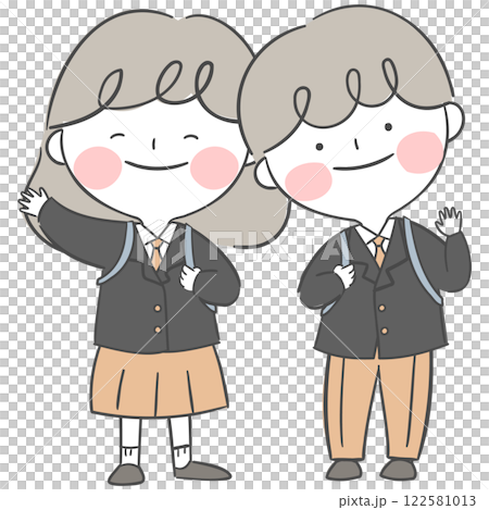 Character illustration of students in school uniforms Character illustration of students in school uniforms 122581013