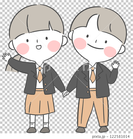 Character illustration of students in school uniforms Character illustration of students in school uniforms 122581014