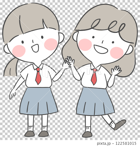 Character illustration of students in school summer uniforms Character illustration of students in school summer uniforms 122581015