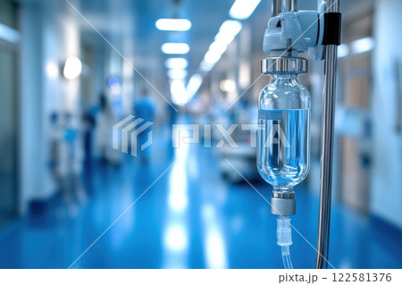 Medical treatment procedure hospital corridor healthcare imagery clinical environment focused viewpoint patient care concept 122581376